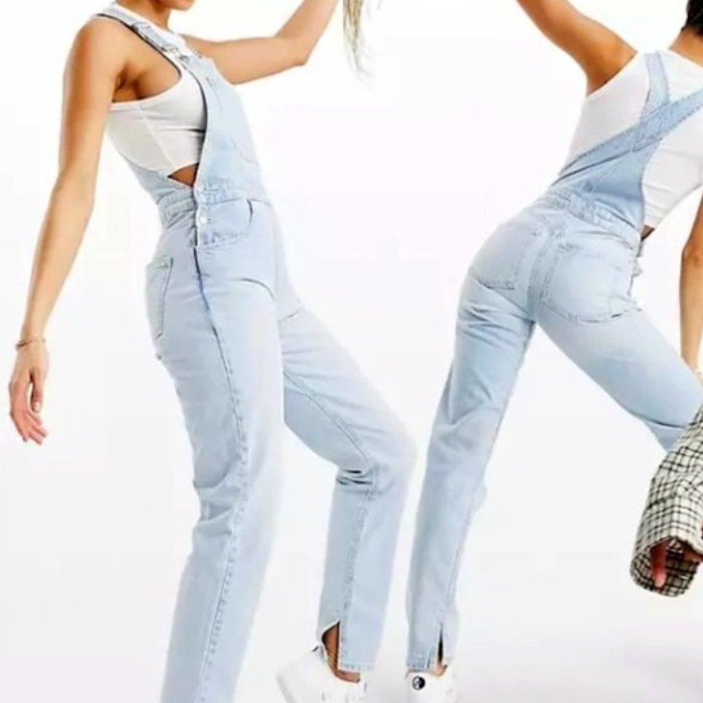 Asos Design Women's Organic Cotton Denim 90's Straight Leg Dungarees - US 4